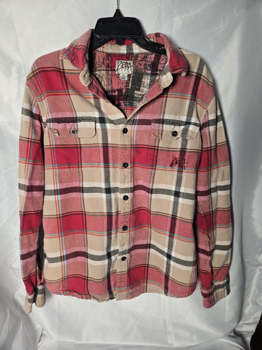 Kirra Red & Tan Plaid Button-Down Shirt